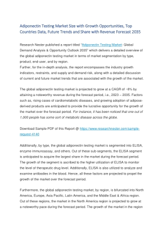 Adiponectin Testing Market