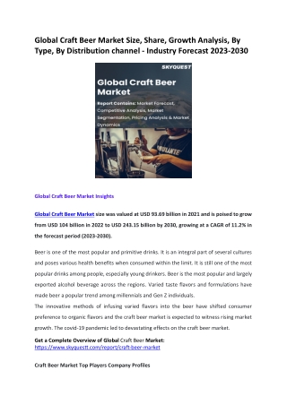 Global Craft Beer Market