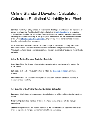 Online Standard Deviation Calculator_ Calculate Statistical Variability in a Flash