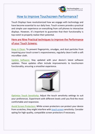 How to Improve Touchscreen Performance?