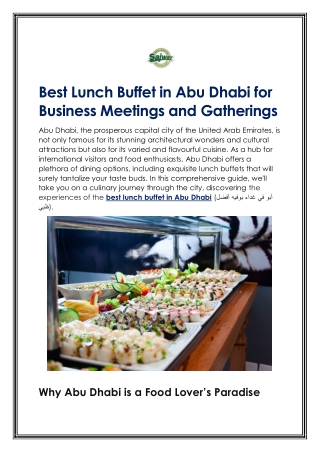 Best Lunch Buffet in Abu Dhabi for Business Meetings and Gatherings