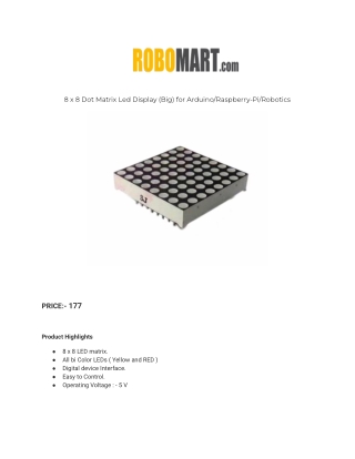 8 x 8 Dot Matrix Led Display (Big) for Arduino_Raspberry-Pi_Robotics