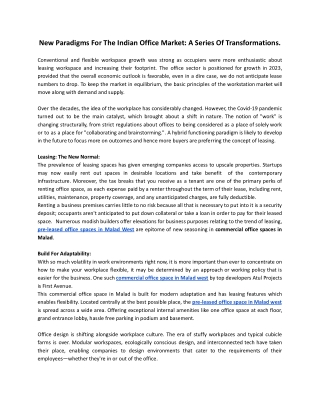 New paradigms for the Indian office market_ A series of transformations