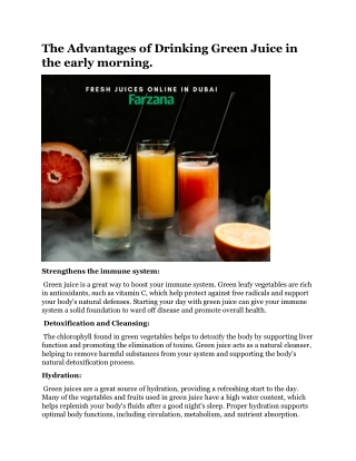 The Advantages of Drinking Green Juice in the early morning.