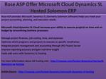 Rose ASP Offer Microsoft Cloud Dynamics SL Hosted Solomon ER
