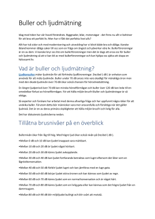 Buller och ljudmätning