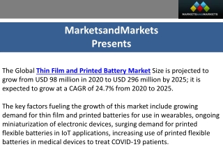 Market Snapshot: Thin Film and Printed Battery Market Expected to Exceed $296 MN