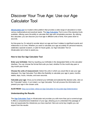 Discover Your True Age: Use our Age Calculator Tool