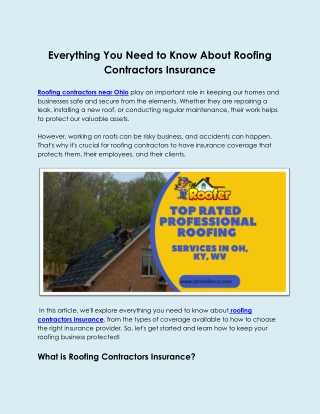 Everything You Need to Know About Roofing Contractors Insurance