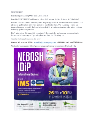 NEBOSH IDIP Course in Bangladesh