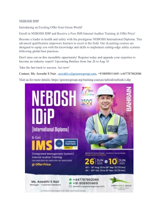 NEBOSH IDIP Course in Bharain