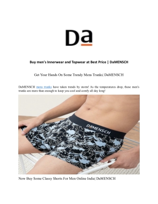 Buy men's Innerwear and Topwear at Best Price  DaMENSCH