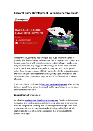 Baccarat Game Development Company