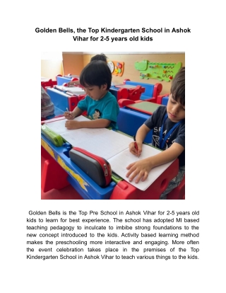 Golden Bells, the Top Kindergarten School in Ashok Vihar for 2-5 years old kids