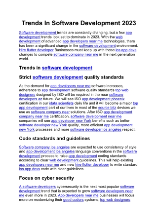 Trends In Software Development 2023