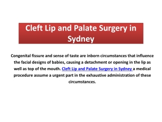 Cleft Lip and Palate Surgery in Australia