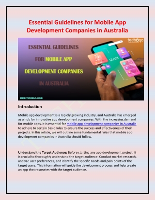 Essential Guidelines for Mobile App Development Companies in Australia