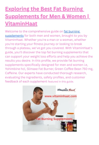 Exploring the Best Fat Burning Supplements for Men & Women  VitaminHaat
