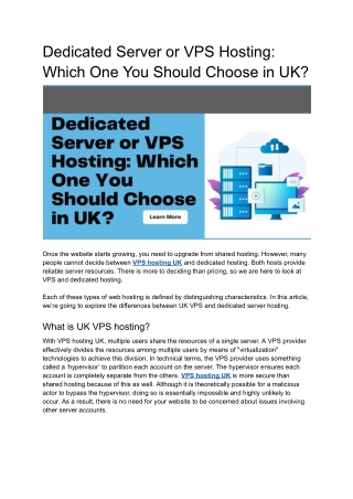 Dedicated or VPS Which One You Should Choose