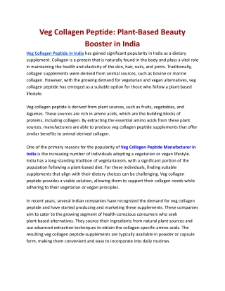 Veg Collagen Peptide: Plant-Based Beauty Booster in India