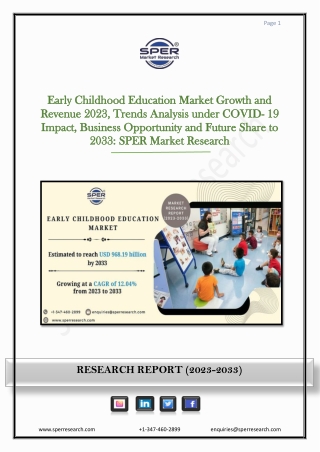 Early Childhood Education Market Growth 2023, Trends Analysis, Opportunity 2033