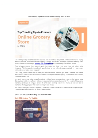 Top Trending Tips to Promote Online Grocery Store in 2023