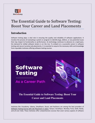 The Essential Guide to Software Testing: Boost Your Career and Land Placements
