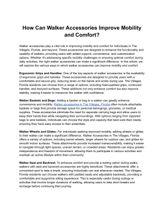 How Can Walker Accessories Improve Mobility and Comfort?