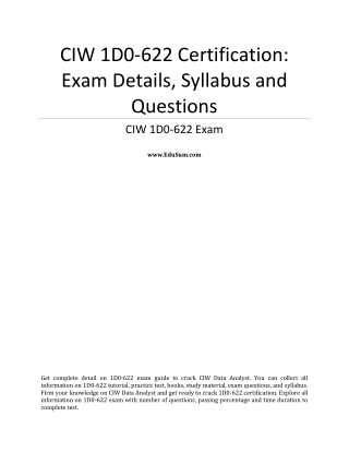 CIW	1D0-622 Certification: Exam Details, Syllabus and Questions