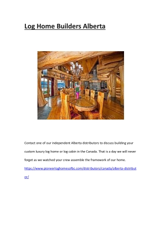 Log Home Builders Alberta