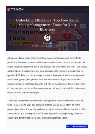Unlocking Efficiency: Top Free Social Media Management Tools for Your Business