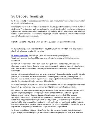 Su Deposu Temizliği