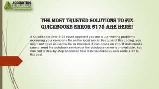 A Quick guide to fix Quickbooks error 6175