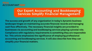 Our Expert Accounting and Bookkeeping Services Simplify Financial Management