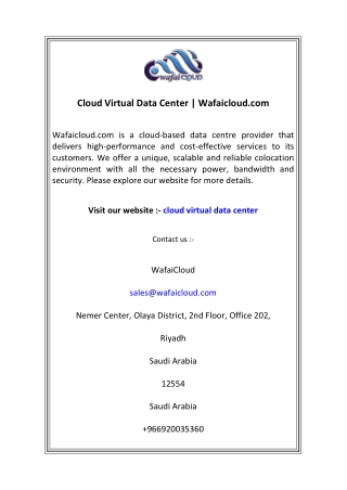Cloud Virtual Data Center  Wafaicloud.com