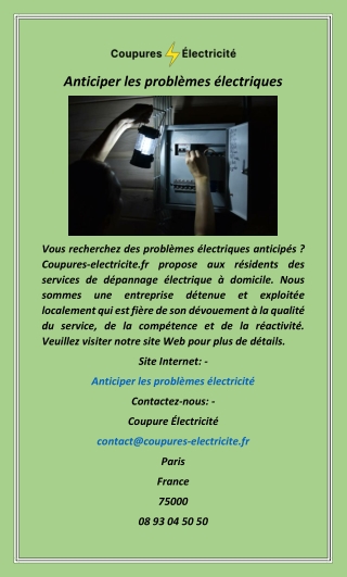 Anticiper les problèmes électriques
