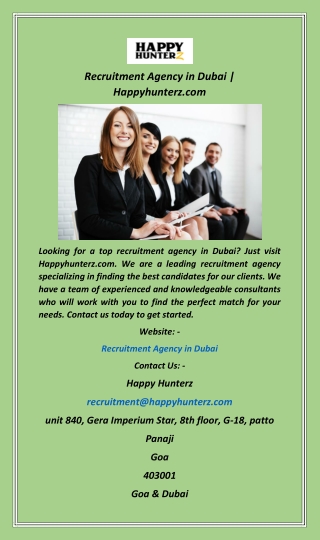 Recruitment Agency in Dubai  Happyhunterz