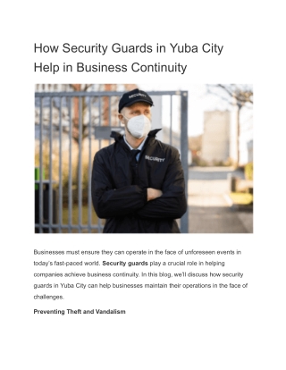 How Security Guards in Yuba City Help in Business Continuity