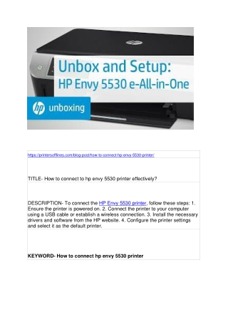 How to connect to hp envy 5530 printer effectively?