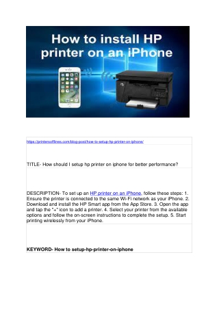 How should I setup hp printer on iphone for better performance?