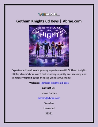 Gotham Knights Cd Keys  Vbrae