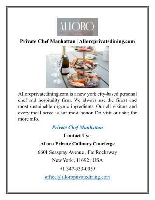 Private Chef Manhattan  Alloroprivatedining