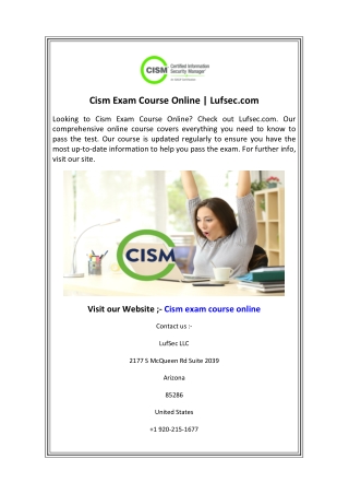 Cism Exam Course Online  Lufsec.com