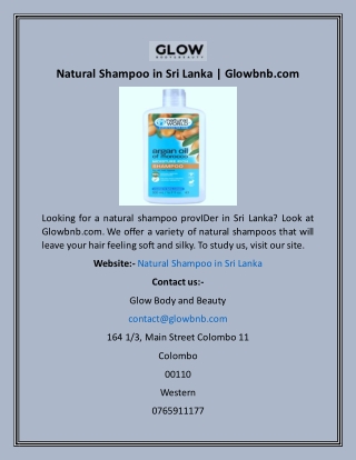 Natural Shampoo in Sri Lanka  Glowbnb