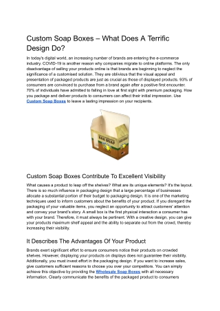 Custom Soap Boxes – What Does A Terrific Design Do