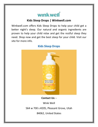 Kids Sleep Drops | Winkwell.com