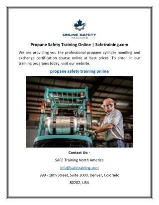 Propane Safety Training Online | Safetraining.com
