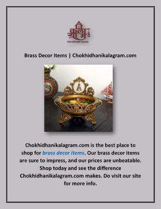 Brass Decor Items | Chokhidhanikalagram.com