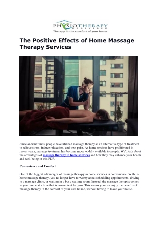 The Positive Effects of Home Massage Therapy Services