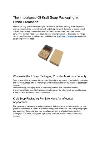 The Importance Of Kraft Soap Packaging In Brand Promotion